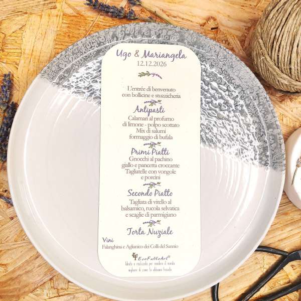 menù matrimonio tema lavanda